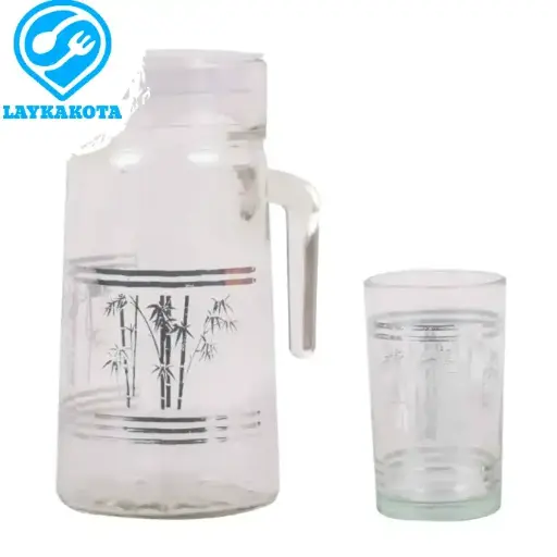 Juego de Jarra y 6 Vasos de Vidrio